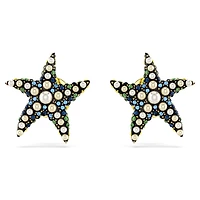 Idyllia stud earrings, Crystal pearl, Starfish, Small, Multicoloured, Gold-tone plated by SWAROVSKI