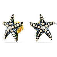 Idyllia stud earrings, Crystal pearl, Starfish, Small, Multicoloured, Gold-tone plated by SWAROVSKI