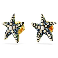 Idyllia stud earrings, Crystal pearl, Starfish, Small, Multicoloured, Gold-tone plated by SWAROVSKI