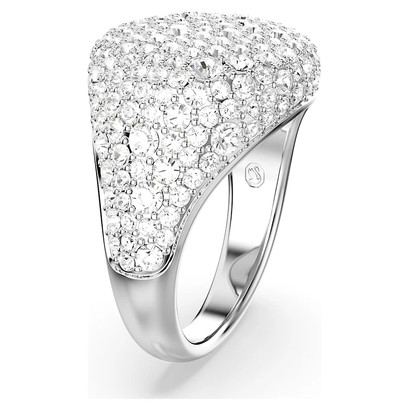 Meteora cocktail ring, White, Rhodium plated by SWAROVSKI
