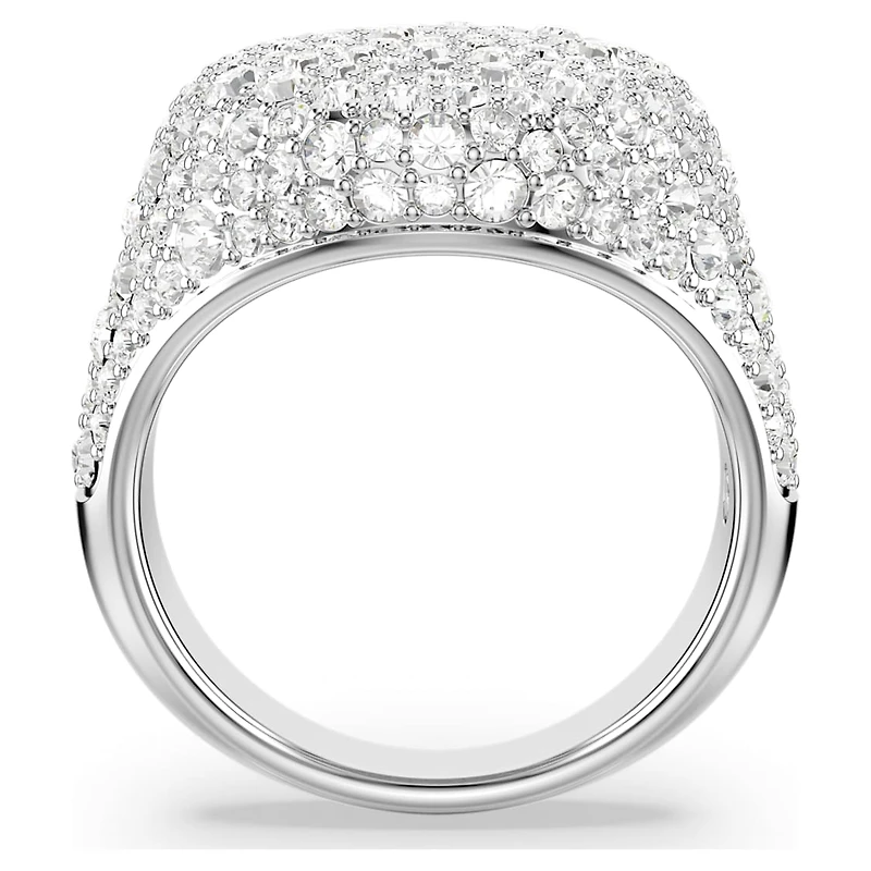 Meteora cocktail ring, White, Rhodium plated by SWAROVSKI