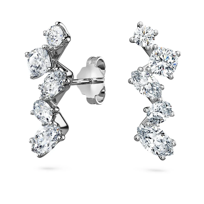 Galaxy ear cuffs, Lab-grown diamonds 1.25 ct tw, Mixed shapes, 14K white gold by SWAROVSKI
