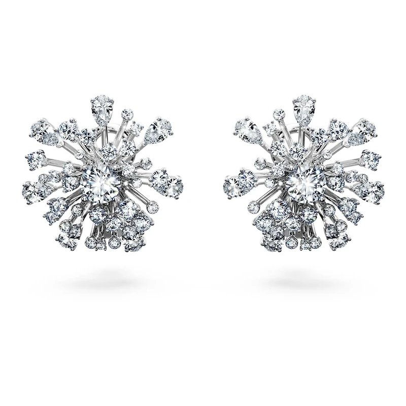 Galaxy stud earrings, Lab-grown diamonds 5.5 ct tw, Mixed shapes, 14K white gold by SWAROVSKI