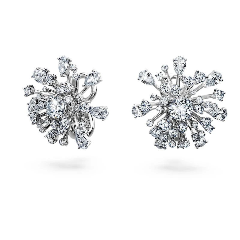 Galaxy stud earrings, Lab-grown diamonds 5.5 ct tw, Mixed shapes, 14K white gold by SWAROVSKI