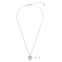 Idyllia set, Crystal pearl, Heart, White, Rhodium plated by SWAROVSKI