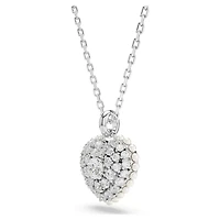 Idyllia set, Crystal pearl, Heart, White, Rhodium plated by SWAROVSKI
