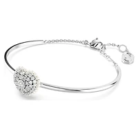 Hyperbola bangle, Heart, White, Rhodium plated by SWAROVSKI