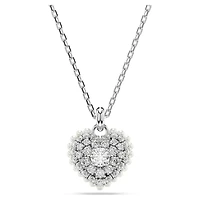 Idyllia pendant, Heart, White, Rhodium plated by SWAROVSKI