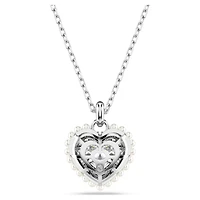 Idyllia pendant, Heart, White, Rhodium plated by SWAROVSKI