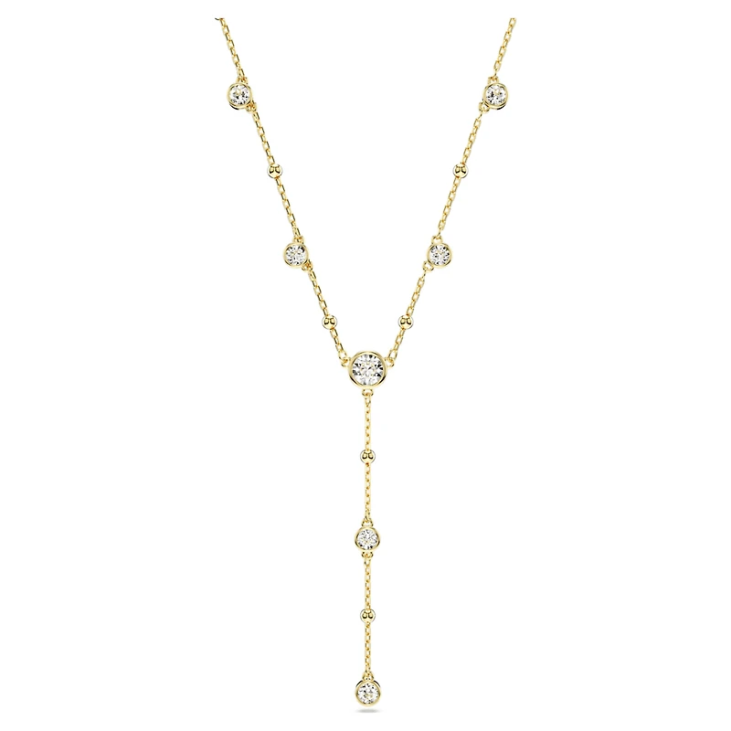 Imber Y necklace, Round cut, White, Gold-tone plated by SWAROVSKI