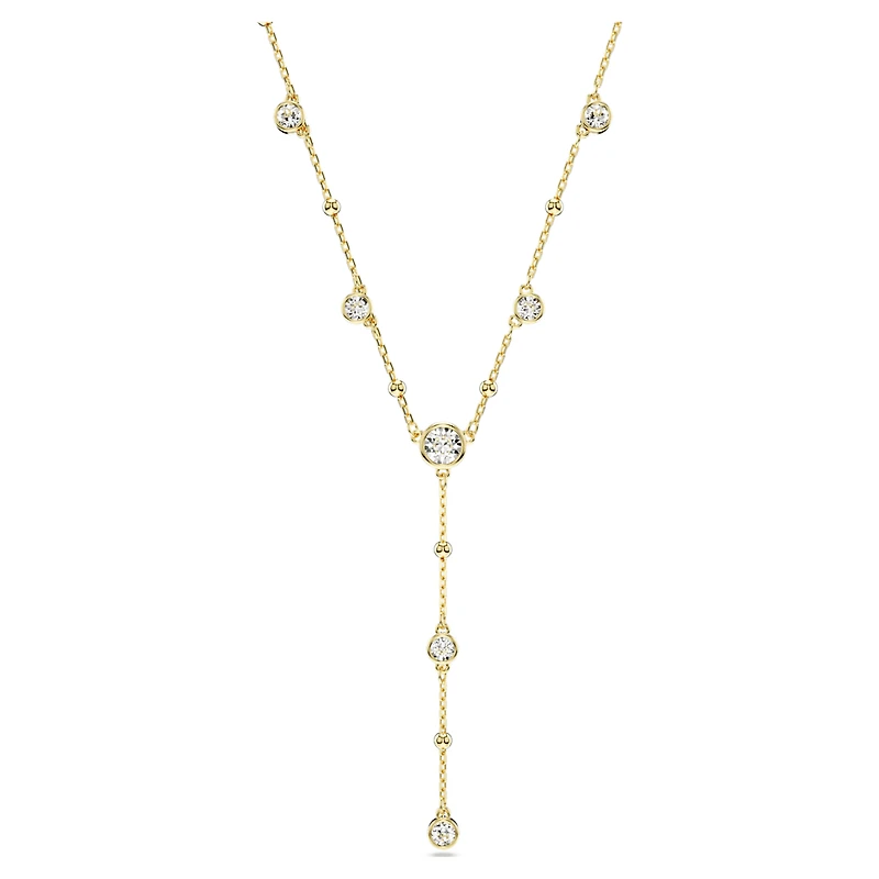 Imber Y necklace, Round cut, White, Gold-tone plated by SWAROVSKI