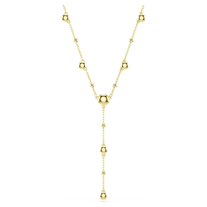 Imber Y necklace, Round cut, White, Gold-tone plated by SWAROVSKI