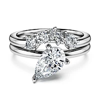 Galaxy ring, Set (2), Lab-grown diamonds 1.4 ct tw, Pear shape, 14K white gold by SWAROVSKI