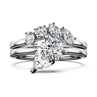 Galaxy ring, Set (2), Lab-grown diamonds 1.4 ct tw, Pear shape, 14K white gold by SWAROVSKI