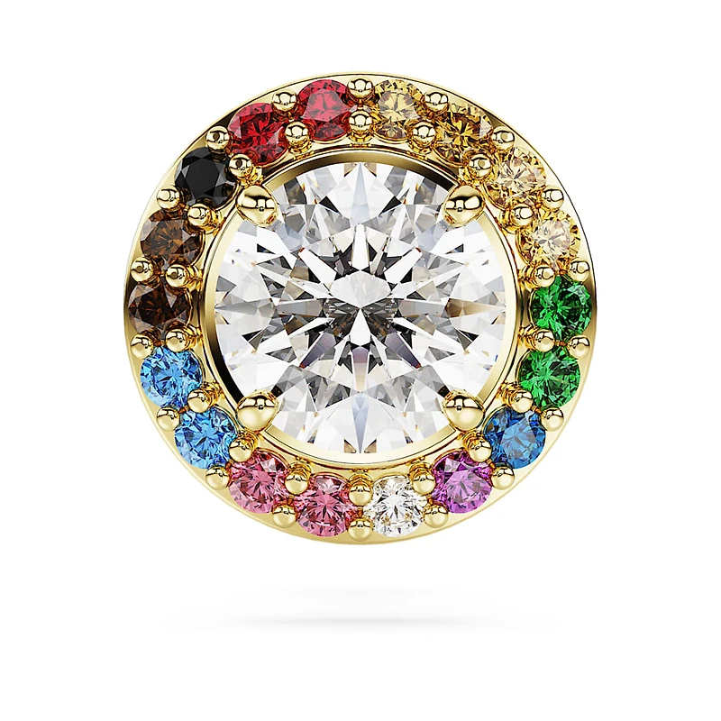 Matrix tack pin, Round cut, Multicoloured, Gold-tone plated by SWAROVSKI