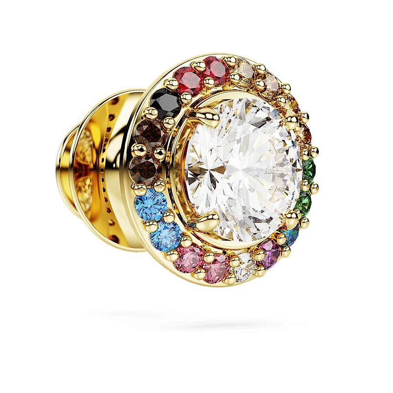 Matrix tack pin, Round cut, Multicolored, Gold-tone plated by SWAROVSKI