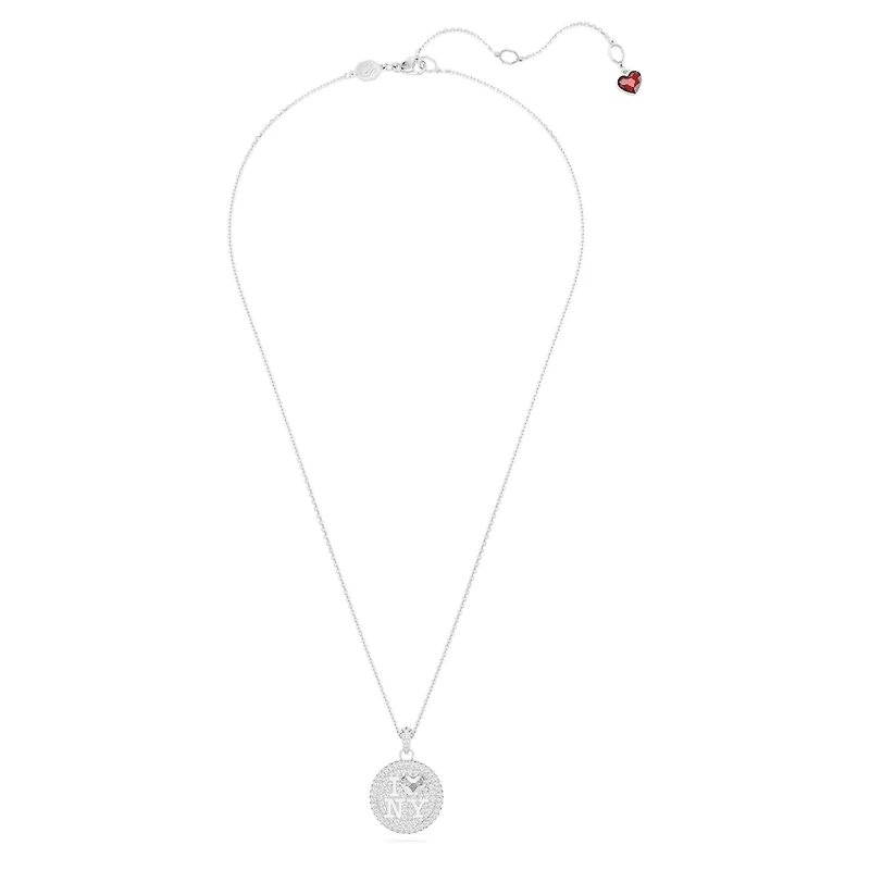 I LOVE NY pendant, White, Rhodium plated by SWAROVSKI