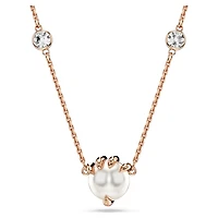 Dragon & Phoenix pendant, Crystal pearls, Dragon’s claw, White, Rose gold-tone plated by SWAROVSKI