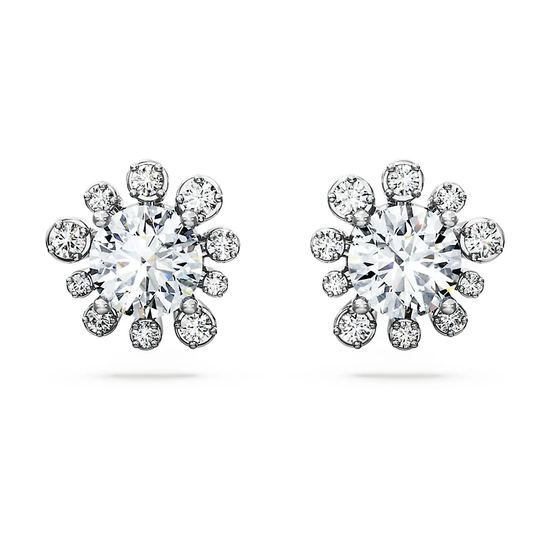 Galaxy stud earrings, Lab-grown diamonds 2.3 ct tw, Round shape, 14K white gold by SWAROVSKI