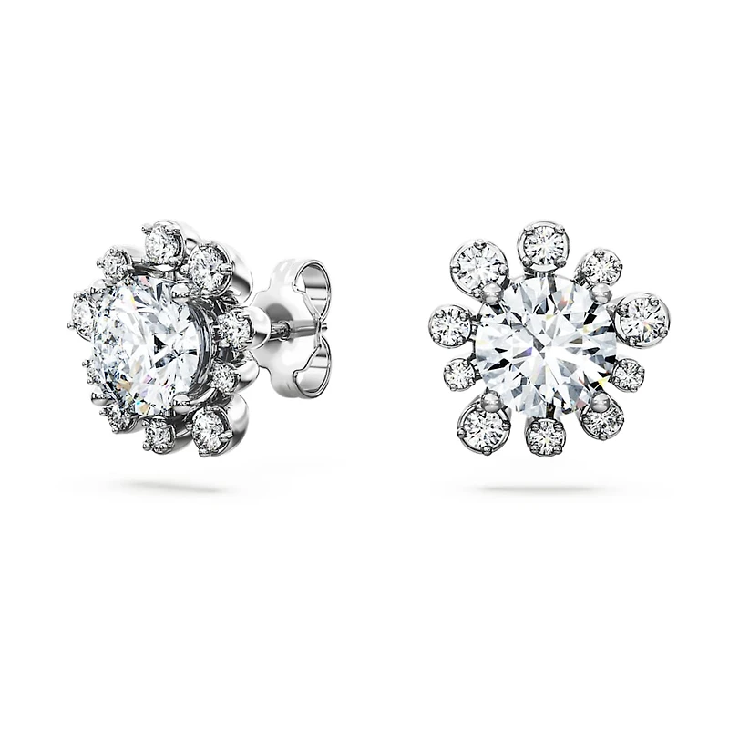 Galaxy stud earrings, Lab-grown diamonds 2.3 ct tw, Round shape, 14K white gold by SWAROVSKI