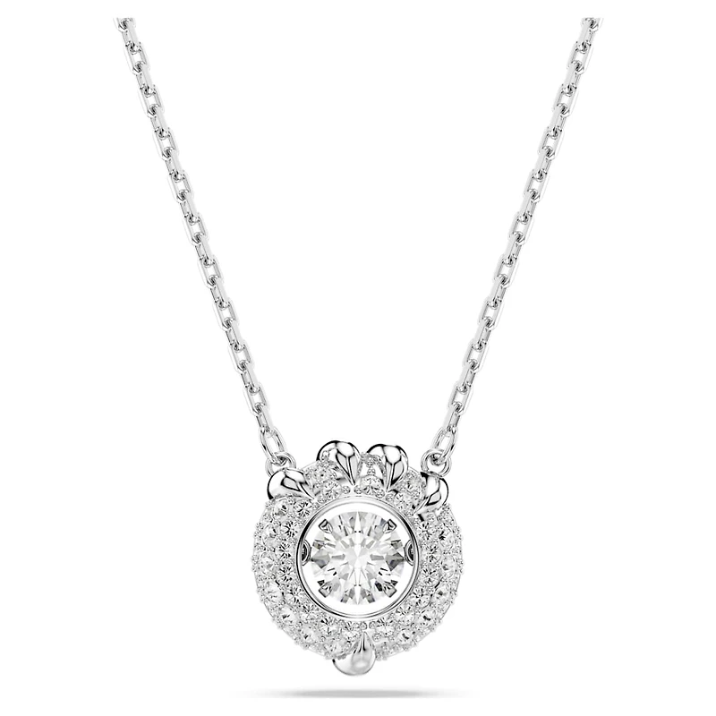 Dragon & Phoenix pendant, Dragon’s claw, White, Rhodium plated by SWAROVSKI
