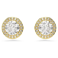 Una Angelic stud earrings, Round cut, Gold tone, Gold-tone plated by SWAROVSKI