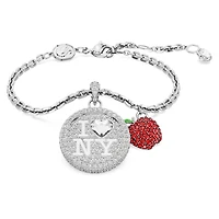 I LOVE NY bracelet, Red, Rhodium plated by SWAROVSKI