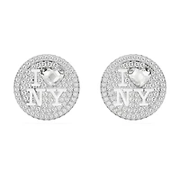 I LOVE NY stud earrings, White, Rhodium plated by SWAROVSKI