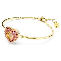 Idyllia bangle, Heart, Pink, Gold-tone plated by SWAROVSKI