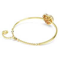 Idyllia bangle, Heart, Pink, Gold-tone plated by SWAROVSKI