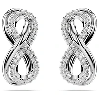 Hyperbola stud earrings, Infinity, White, Rhodium plated by SWAROVSKI