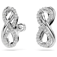 Hyperbola stud earrings, Infinity, White, Rhodium plated by SWAROVSKI