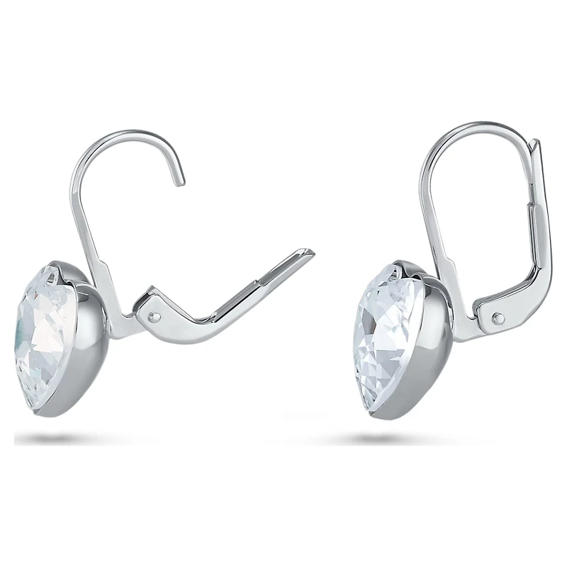 Bella drop earrings, Heart, White, Rhodium plated by SWAROVSKI