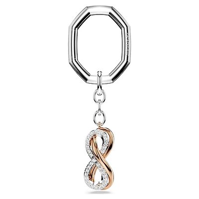 Key ring, Infinity, White, Mixed metal finish by SWAROVSKI