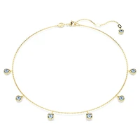 Imber necklace, Round cut, Light blue, Gold-tone plated by SWAROVSKI
