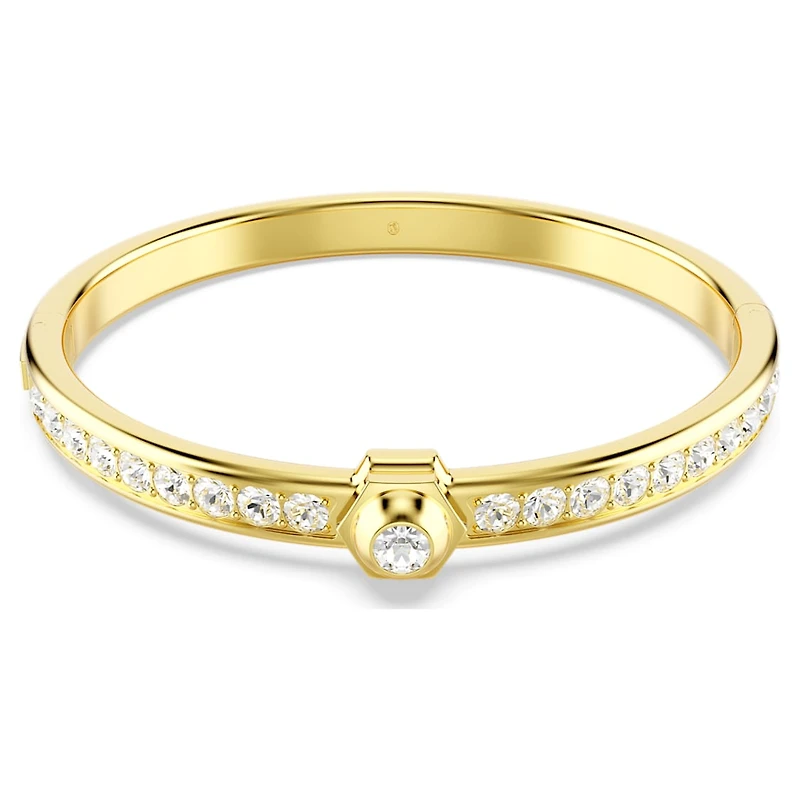Numina bangle, Round cut, White, Gold-tone plated by SWAROVSKI