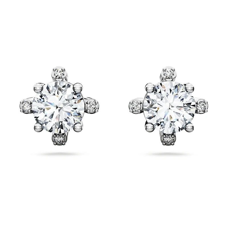 Galaxy stud earrings, Lab-grown diamonds 2.1 ct tw, Round shape, 14K white gold by SWAROVSKI