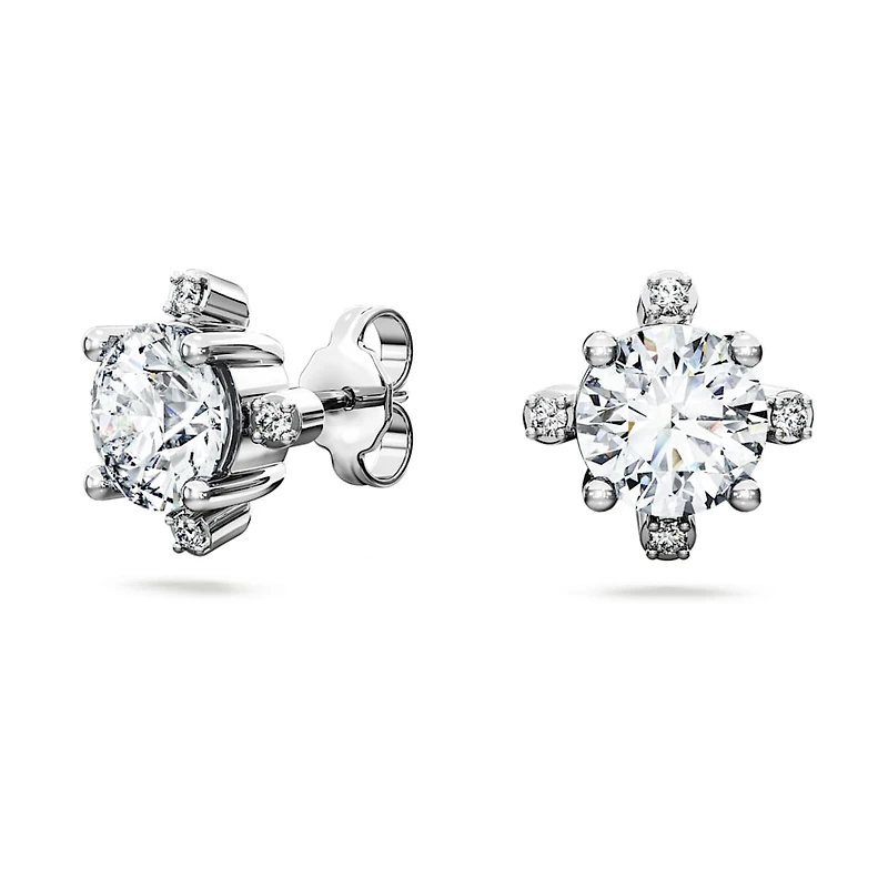 Galaxy stud earrings, Lab-grown diamonds 2.1 ct tw, Round shape, 14K white gold by SWAROVSKI