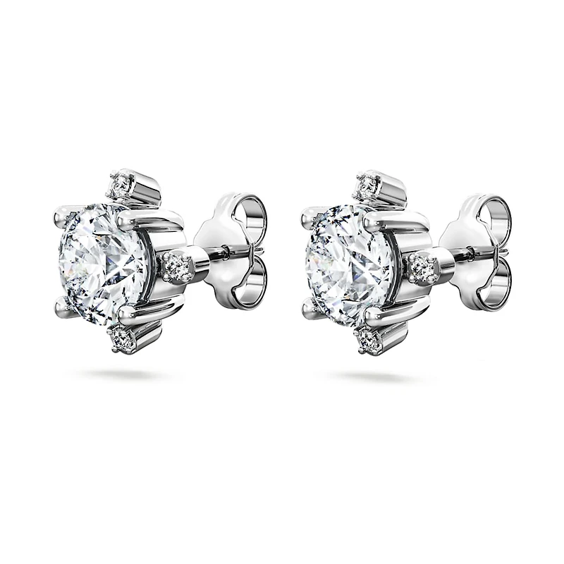 Galaxy stud earrings, Lab-grown diamonds 2.1 ct tw, Round shape, 14K white gold by SWAROVSKI