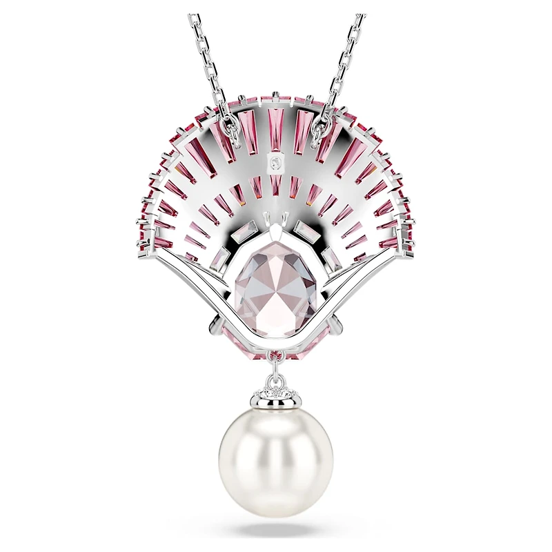 Idyllia pendant, Mixed cuts, Crystal pearl, Shell, Pink, Rhodium plated by SWAROVSKI