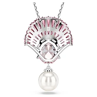Idyllia pendant, Mixed cuts, Crystal pearl, Shell, Pink, Rhodium plated by SWAROVSKI