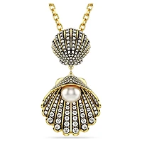 Idyllia pendant, Crystal pearl, Mixed cuts, Shell, White, Gold-tone plated by SWAROVSKI