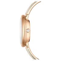 Crystalline bangle watch, Swiss Made, Metal bracelet, White, Rose gold-tone finish by SWAROVSKI
