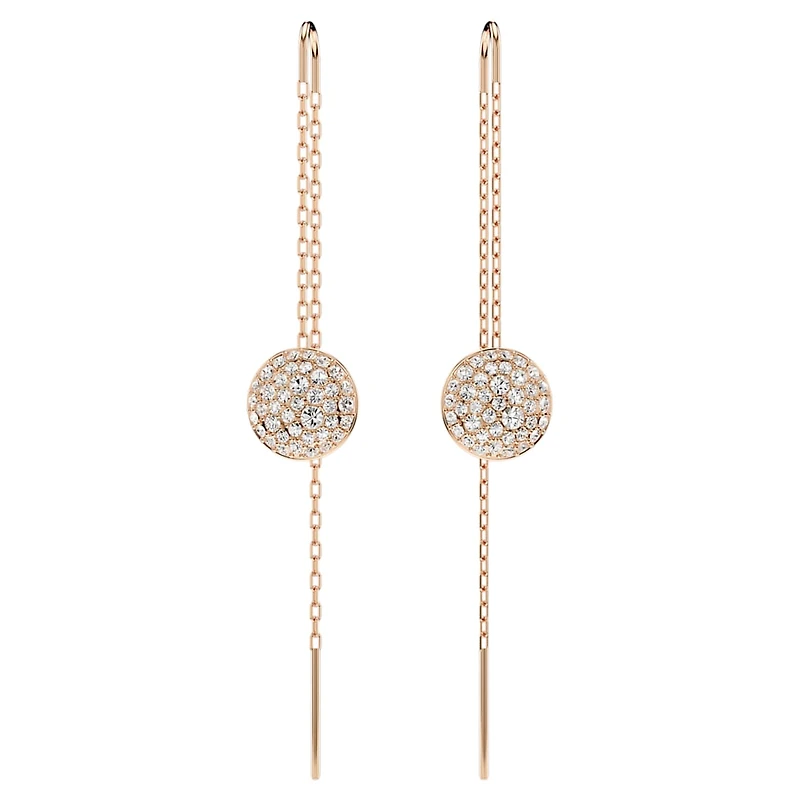 Sublima drop earrings, White, Rose gold-tone plated by SWAROVSKI