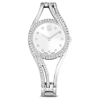 Hyperbola bangle watch, Swiss Made, Metal bracelet, Silver tone, Stainless steel by SWAROVSKI