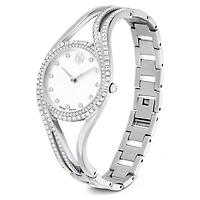 Hyperbola bangle watch, Swiss Made, Metal bracelet, Silver tone, Stainless steel by SWAROVSKI