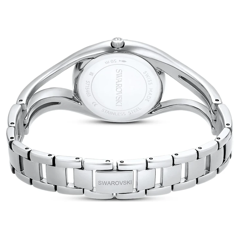 Hyperbola bangle watch, Swiss Made, Silver tone, Stainless steel by SWAROVSKI