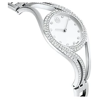 Hyperbola bangle watch, Swiss Made, Silver tone, Stainless steel by SWAROVSKI