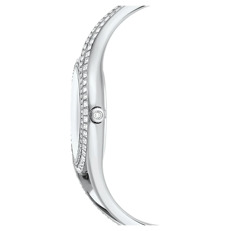 Hyperbola bangle watch, Swiss Made, Metal bracelet, Silver tone, Stainless steel by SWAROVSKI