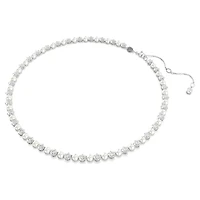 Matrix Tennis necklace, Crystal pearl, Round cut, White, Rhodium plated by SWAROVSKI